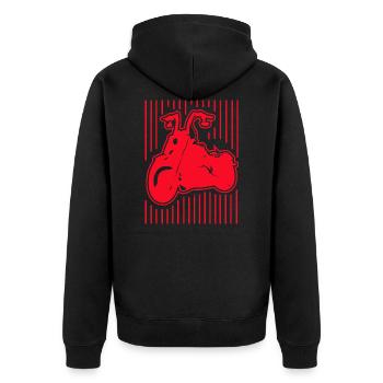 Vintage Motorcycle / Biker - Motorrad - Unisex Premium Bio Zip Hoodie - Schwarz - Hinten - Nico (187cm)