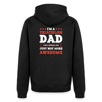 Triathlon dad papa - Unisex Premium Bio Zip Hoodie - Schwarz - Hinten - Nico (187cm)