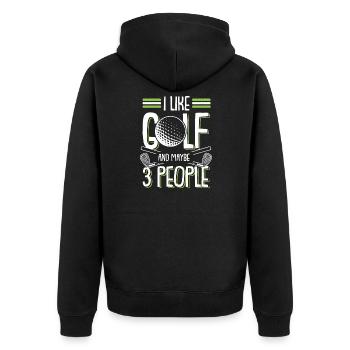 golfing golf - Unisex Premium Organic Zip Hoodie - black - Back - Nico (187cm)