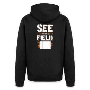 feldhockey fieldhockey - Unisex Premium Bio Zip Hoodie - Schwarz - Hinten - Nico (187cm)