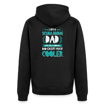 dad papa tauchen - Unisex Premium Bio Zip Hoodie - Schwarz - Hinten - Nico (187cm)