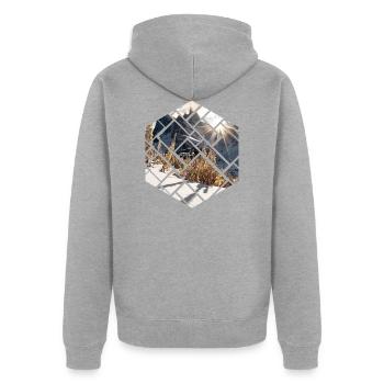 Dolomites Seceda winter landscape - Unisex Premium Organic Zip Hoodie - heather grey - Back - Nico (187cm)