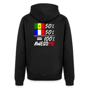 Moitié Français moitié Sénégalais - Veste à capuche bio Premium Unisexe - noir - Dos - Nico (187cm)