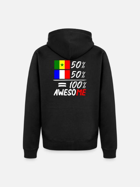 Moitié Français moitié Sénégalais - Unisex Premium Organic Zip Hoodie - black