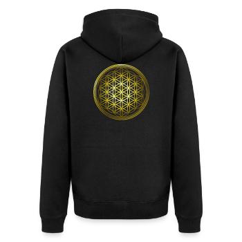 Fleur d’or de la vie - Veste à capuche bio Premium Unisexe - noir - Dos - Nico (187cm)