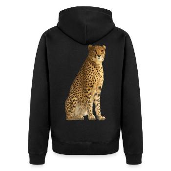 Cheetah Cat Africa Cat Wilderness Illustration - Unisex Premium Organic Zip Hoodie - black - Back - Nico (187cm)