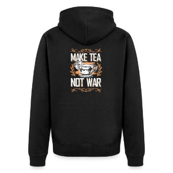 tee kein krieg - Unisex Premium Bio Zip Hoodie - Schwarz - Hinten - Nico (187cm)