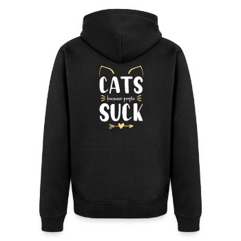 cats cat - Unisex Premium Organic Zip Hoodie - black - Back - Nico (187cm)