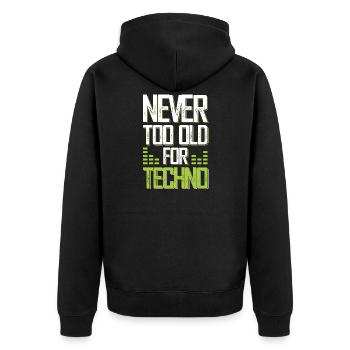 techno music - Unisex Premium Bio Zip Hoodie - Schwarz - Hinten - Nico (187cm)