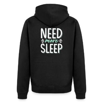 brauche schlaf schlafen - Unisex Premium Bio Zip Hoodie - Schwarz - Hinten - Nico (187cm)