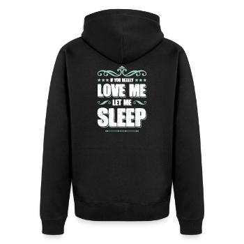 sleep love sleeping - Unisex Premium Organic Zip Hoodie - black - Back - Nico (187cm)