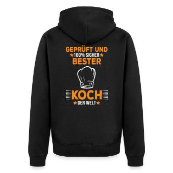 100% sicher bester Koch der Welt Köche Chefkoch - Unisex Premium Bio Zip Hoodie - Schwarz - Hinten - Nico (187cm)