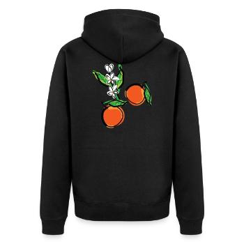 Mandarin Orange Früchte - Unisex Premium Bio Zip Hoodie - Schwarz - Hinten - Nico (187cm)