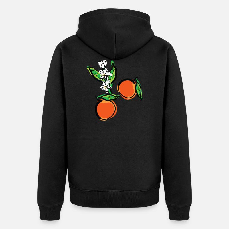Mandarin Orange Früchte - Unisex Premium Bio Zip Hoodie - Schwarz