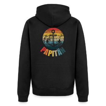PAPITÄN PAPITAIN KAPITÄN VATERTAG - Unisex Premium Bio Zip Hoodie - Schwarz - Hinten - Nico (187cm)