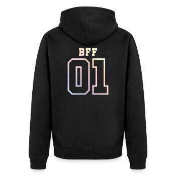 Bff 01 Beste Freunde - Unisex Premium Bio Zip Hoodie - Schwarz - Hinten - Nico (187cm)
