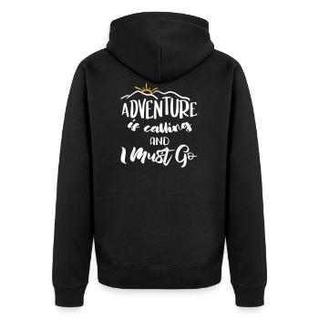 Adventure is calling and I must go - Fernweh Motif - Veste à capuche bio Premium Unisexe - noir - Dos - Nico (187cm)