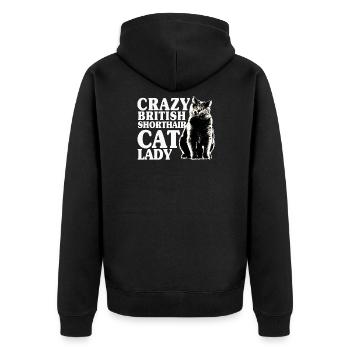 Britische Kurzhaar Katzen Lady - Unisex Premium Bio Zip Hoodie - Schwarz - Hinten - Nico (187cm)