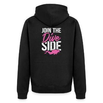 diving divers - Unisex Premium Organic Zip Hoodie - black - Back - Nico (187cm)