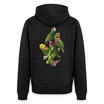 Papageien aus dem Amazonas - Unisex Premium Bio Zip Hoodie - Schwarz - Hinten - Nico (187cm)