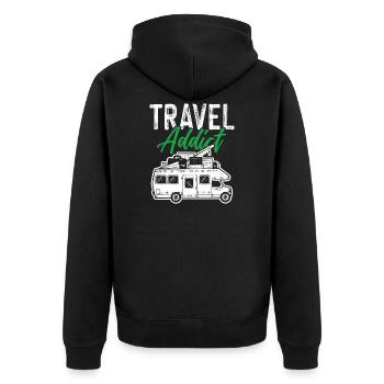 travel travel - Unisex Premium Organic Zip Hoodie - black - Back - Nico (187cm)