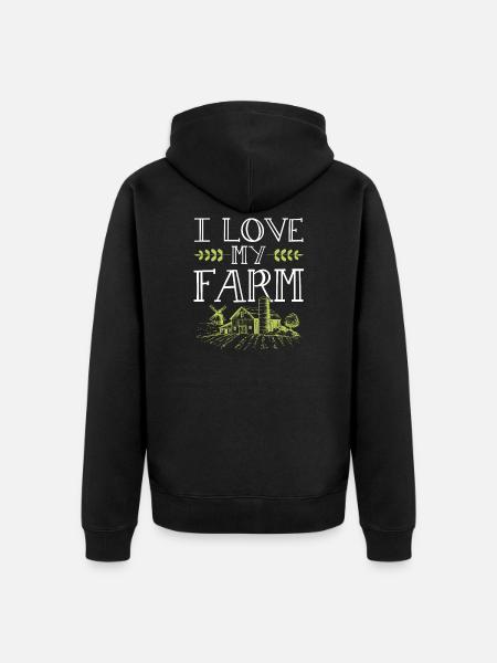 I love my farm - Unisex Premium Organic Zip Hoodie - black