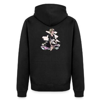 roller girl - Unisex Premium Bio Zip Hoodie - Schwarz - Hinten - Nico (187cm)