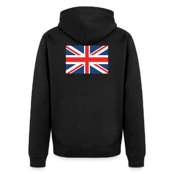 Union jack - Unisex Premium Bio Zip Hoodie - Schwarz - Hinten - Nico (187cm)