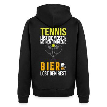 Tennis Tennisspieler Tennisschläger Tennisplatz - Unisex Premium Bio Zip Hoodie - Schwarz - Hinten - Nico (187cm)