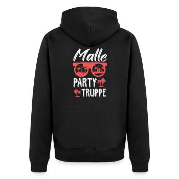 Malle Party Truppe - Unisex Premium Bio Zip Hoodie - Schwarz - Hinten - Nico (187cm)