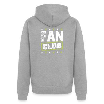 Fan Club - Unisex Premium Bio Zip Hoodie - Grau meliert - Hinten - Nico (187cm)
