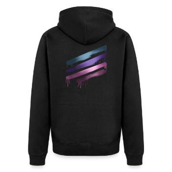 streifen,malerei,abstrakt,metallisch,graffiti,pink - Unisex Premium Bio Zip Hoodie - Schwarz - Hinten - Nico (187cm)