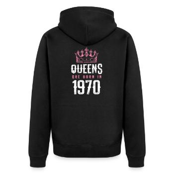 born in 1970 - Unisex Premium Organic Zip Hoodie - black - Back - Nico (187cm)