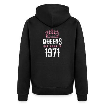 born in 1971 - Unisex Premium Bio Zip Hoodie - Schwarz - Hinten - Nico (187cm)