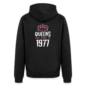 born in 1977 - Unisex Premium Organic Zip Hoodie - black - Back - Nico (187cm)