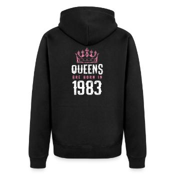 born in 1983 - Unisex Premium Bio Zip Hoodie - Schwarz - Hinten - Nico (187cm)