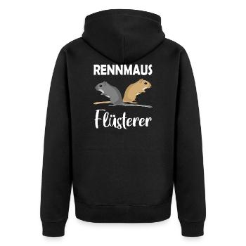 Rennmaus-Flüsterer - Unisex Premium Bio Zip Hoodie - Schwarz - Hinten - Nico (187cm)