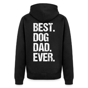Best Dog Dad Ever Shirt Hundepapa Hunde Liebhaber - Unisex Premium Bio Zip Hoodie - Schwarz - Hinten - Nico (187cm)