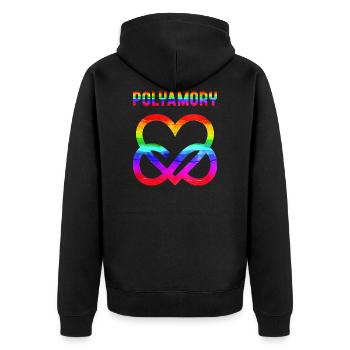 Polyamory Herz LGBTQ Infinity Heart LGBT - Unisex Premium Bio Zip Hoodie - Schwarz - Hinten - Nico (187cm)