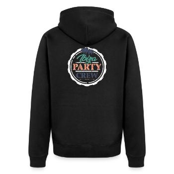 Ibiza Party Crew - Unisex Premium Organic Zip Hoodie - black - Back - Nico (187cm)