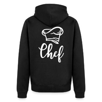 Chef Koch Küchenchef - Unisex Premium Organic Zip Hoodie - black - Back - Nico (187cm)