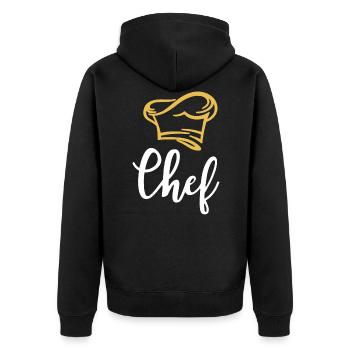 Chef Koch Küchenchef Gourmet - Unisex Premium Organic Zip Hoodie - black - Back - Nico (187cm)