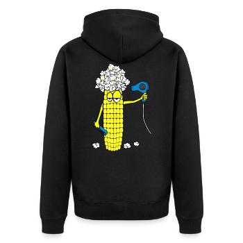 Maiskolben Föhn - Unisex Premium Bio Zip Hoodie - Schwarz - Hinten - Nico (187cm)
