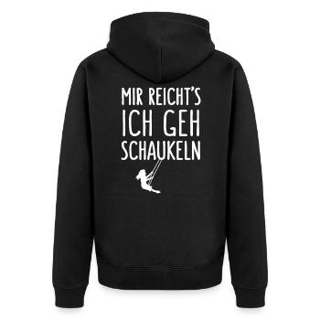 Mir Reichts Ich Geh Schaukeln Spielplatz Motto - Unisex Premium Bio Zip Hoodie - Schwarz - Hinten - Nico (187cm)