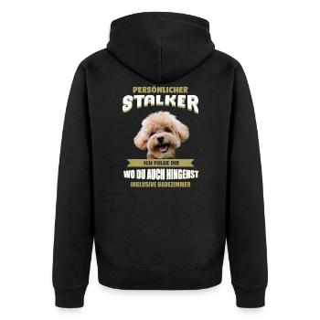Pudel Liebhaber - Pudel - Unisex Premium Bio Zip Hoodie - Schwarz - Hinten - Nico (187cm)