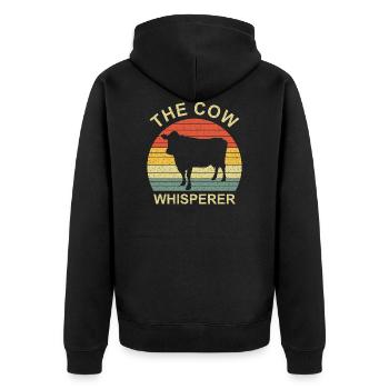 The cow whisperer Vintage Retro - Unisex Premium Organic Zip Hoodie - black - Back - Nico (187cm)