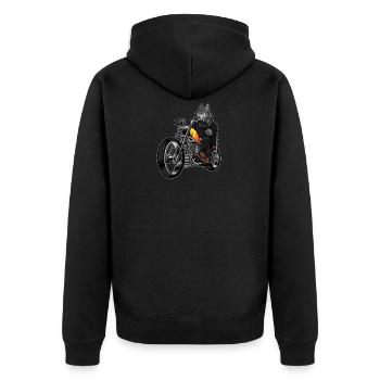 Wolf - Unisex Premium Organic Zip Hoodie - black - Back - Nico (187cm)