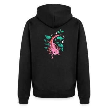 Axolotl Salamander - Unisex Premium Bio Zip Hoodie - Schwarz - Hinten - Nico (187cm)