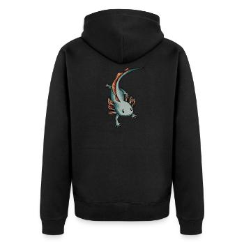 Axolotl Salamander - Unisex Premium Bio Zip Hoodie - Schwarz - Hinten - Nico (187cm)