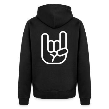 Rock Punk Metal Hand Symbol - Unisex Premium Bio Zip Hoodie - Schwarz - Hinten - Nico (187cm)
